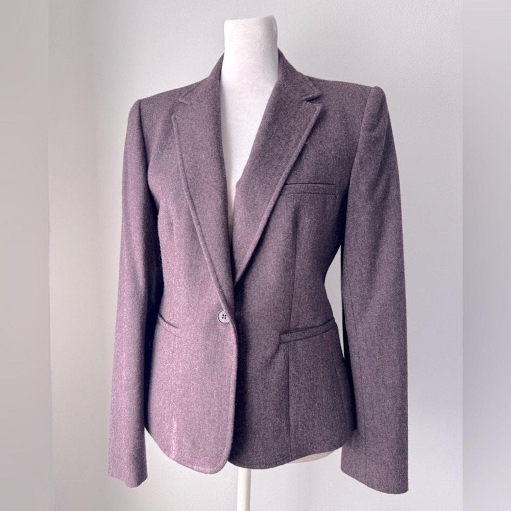 Vintage ‘80s Evan Picone Purple Wool Blend Single Breasted Blazer